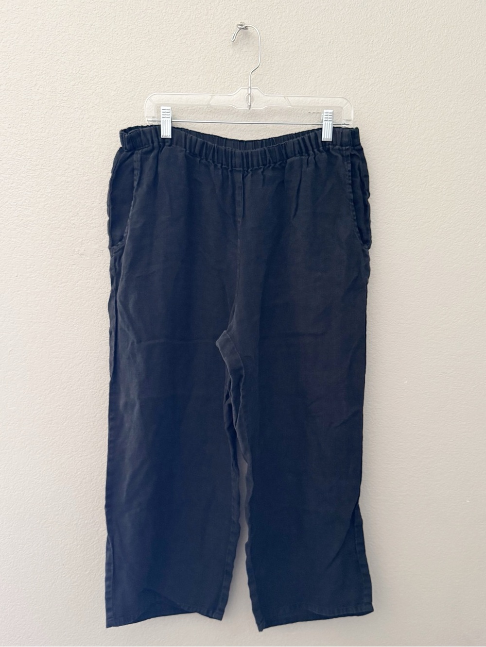 Flax 100% Linen Pull On Pant Small Black Coastal Resort Minimalist Lagenlook